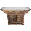 Image 10 : Black & Red Lacquered Oriental Console w/ Cabinet & Drawers, Hinge Detail, 59 x 17.5D x 36"H