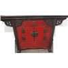 Image 2 : Black & Red Lacquered Oriental Console w/ Cabinet & Drawers, Hinge Detail, 59 x 17.5D x 36"H