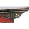 Image 4 : Black & Red Lacquered Oriental Console w/ Cabinet & Drawers, Hinge Detail, 59 x 17.5D x 36"H