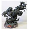Image 1 : Elie Hazak Bronze Sculpture on Marble Base 'Buffalo Attack' (Ltd. Ed. 5 of 30), Approx. 26" H