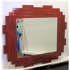 Image 1 : Red Geometric Lacquered Mirror 59" x 54"