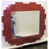 Image 2 : Red Geometric Lacquered Mirror 59" x 54"