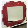 Image 1 : Red Geometric Lacquered Mirror 59" x 54"