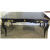 Image 16 : Queen Anne Style Black Lacquered Table w/ Gold Tone Ornamentation