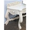 Image 9 : White Painted Wooden Relief-Carved Regency Side Table 55" 25"D, 38"H
