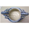 Image 10 : Blue & White Ceramic Italian Vase with Ornate Handles 12"H