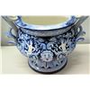 Image 3 : Blue & White Ceramic Italian Vase with Ornate Handles 12"H