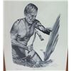 Image 2 : Framed "Canoe Builder" 1981 Signed by Artist (Ltd. Ed. 42 of 150) 14"x 16.5"