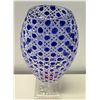 Image 2 : Footed Cobalt Cut Crystal Vase 14" Tall