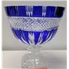 Image 2 : Large Stemmed Cobalt Cut Crystal Bowl 10" Tall