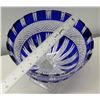 Image 8 : Large Stemmed Cobalt Cut Crystal Bowl 10" Tall