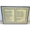 Image 1 : Framed Poem Written to Jim Nabors by Jodi Kilteen, 1982 (20" x 14.5")