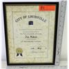 Image 8 : Framed 'Honorary Citizen' Award to Jim Nabors from City of Louisville, 1977 (15" x 12")