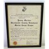 Image 1 : Framed 'Honorary Recruit' Marine Corps League, 1965 Signed & Sealed 11.5" x 9"