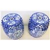 Image 2 : Pair of Blue & White Porcelain Garden Stools, Thailand 18"H, 11.5" Top Dia.