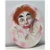 Image 1 : Painting of Clown, Oval Stretched Canvas, Signed by Artist (signature obscure) 20" x 16"