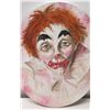 Image 2 : Painting of Clown, Oval Stretched Canvas, Signed by Artist (signature obscure) 20" x 16"