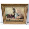 Image 8 : Framed Original Painting, Still Life with Strawberries & Bread, Signed by Artist 27.5" x 24"