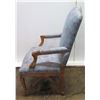 Image 10 : Silk Upholstered Wood Chair, Carved Details, 45" Back Ht.