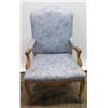 Image 1 : Silk Upholstered Wood Chair, Carved Details, 45" Back Ht.