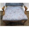 Image 2 : Silk Upholstered Wood Chair, Carved Details, 45" Back Ht.