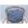 Image 2 : Silk Upholstered Wooden Armchair, Whitewashed, Carved Details 40"H, Seats 24"W