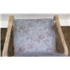 Image 8 : Silk Upholstered Wooden Armchair, Whitewashed, Carved Details 40"H, Seats 24"W