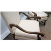 Image 8 : Pair of Antique Walnut Chairs, Upholstered White Vinyl, Serpentine Details 45" Back Ht.