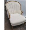 Image 2 : Tufted Ivory Upholstered Settee and Ottoman