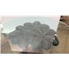 Image 2 : Wooden Table Base w/ Synthetic Palm Leaves, Round Glass Top, 54" Dia, 24"H