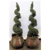 Image 1 : Pair of Ornamented Copper Baskets w/ Faux Topiary, 15" Top Dia., 18"H