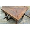 Image 8 : Antique Geometric Table with Folding Corners (40"x 40 unfolded, 30"H)