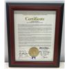 Image 1 : Framed Honolulu Certificate Honoring Jim Nabors w/ Signatures & Seal 2015