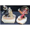 Image 1 : Qty 2 Circus Clown Figurines on Natural Stone Bases, Signed by Artist Ron Lee