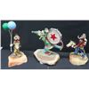 Image 1 : Qty 3 Circus Clown Figurines, on Natural Stone Base, Signed by Artist Ron Lee