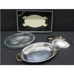 Oneida Serving Platter w/ Lid & Glass Dish