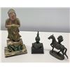Image 1 : Vintage Decorative Figurines: Horse & Bust, Wooden Figure on Stand