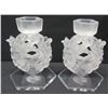 Image 1 : Pair of Frosted Bird Wreath Motif Candleholders, France, Approx. 6.5"H