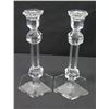 Image 1 : Pair of Crystal Pillar Candleholders, Approx. 9.5" H, Marked 'VSL'