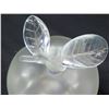 Image 3 : 2 Lalique Frosted Apples (1 missing stem/leaves), 5"H on the one with stem/leaves
