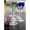 Image 2 : Qty 13 Small Baccarat Harcourt Rhine Crystal Stemmed Cordial Glasses, 3 Shot Glasses