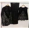 Image 1 : Black 3-Piece Jim Nabors Stage Costume w/ Rhinestone Embellishments, Bow Tie