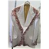 Image 2 : White 3-Piece Jim Nabors Stage Costume w/ Orange Embroidery & Rhinestone Studs
