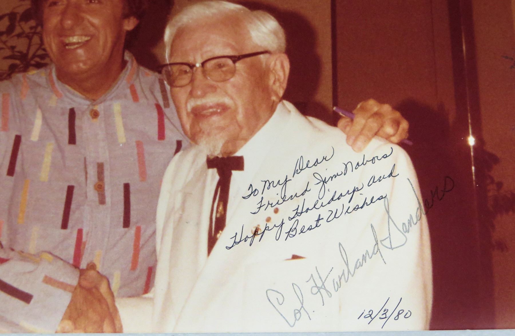 Colonel Sanders Autographed Photograph to Jim Nabors - Oahu Auctions