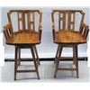 Image 1 : Pair of Koa Wood Swivel Bar-Height Chairs, 42" Back Ht., 21"W