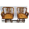 Image 2 : Pair of Koa Wood Swivel Bar-Height Chairs, 42" Back Ht., 21"W