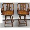Image 1 : Pair of Koa Wood Swivel Bar-Height Chairs, 42" Back Ht., 21"W