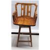 Image 24 : Pair of Koa Wood Swivel Bar-Height Chairs, 42" Back Ht., 21"W