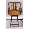 Image 4 : Pair of Koa Wood Swivel Bar-Height Chairs, 42" Back Ht., 21"W