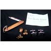 Image 1 : Cuff Links, Pin, Pocket Knife